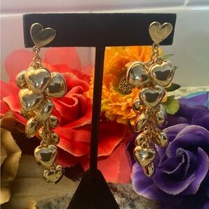 ♥️BRAND NEW♥️ 18K gold over silver heart cluster dangle earrings. Bloomingdale’s